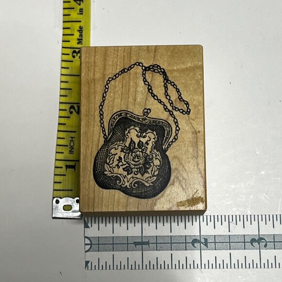 PSX Floral Evening Purse Wood Mounted Rubber Stamp F-3169 2" X 2.5" - Picture 4 of 4